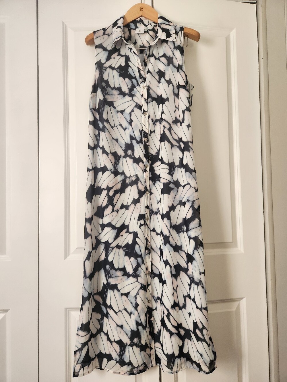 CAbi Cloudy Sky #5382 Blue White Maxi Shirt Dress Size M